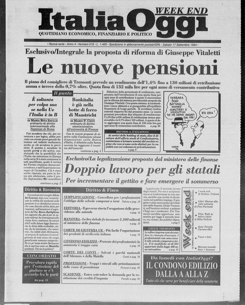 Italia oggi : quotidiano di economia finanza e politica